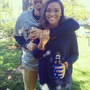 1804 Navy Blue Sweater with pockets- Size Small